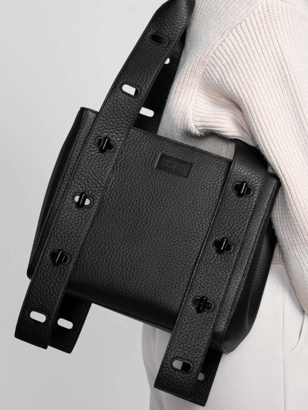 Dagne Dover Tokyo Turnlock Tote $249 – Black Convertible Handbag/Shoulder Bag